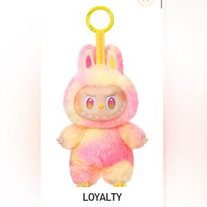 POP MART LABUBU Authentic Bing into Energy “Loyalty”Pink/Yell Plush Keychain NIB